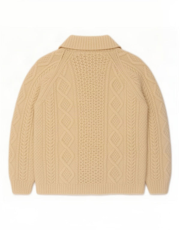 vintage Femme Cardigan Pull UK 8 Petit Beige