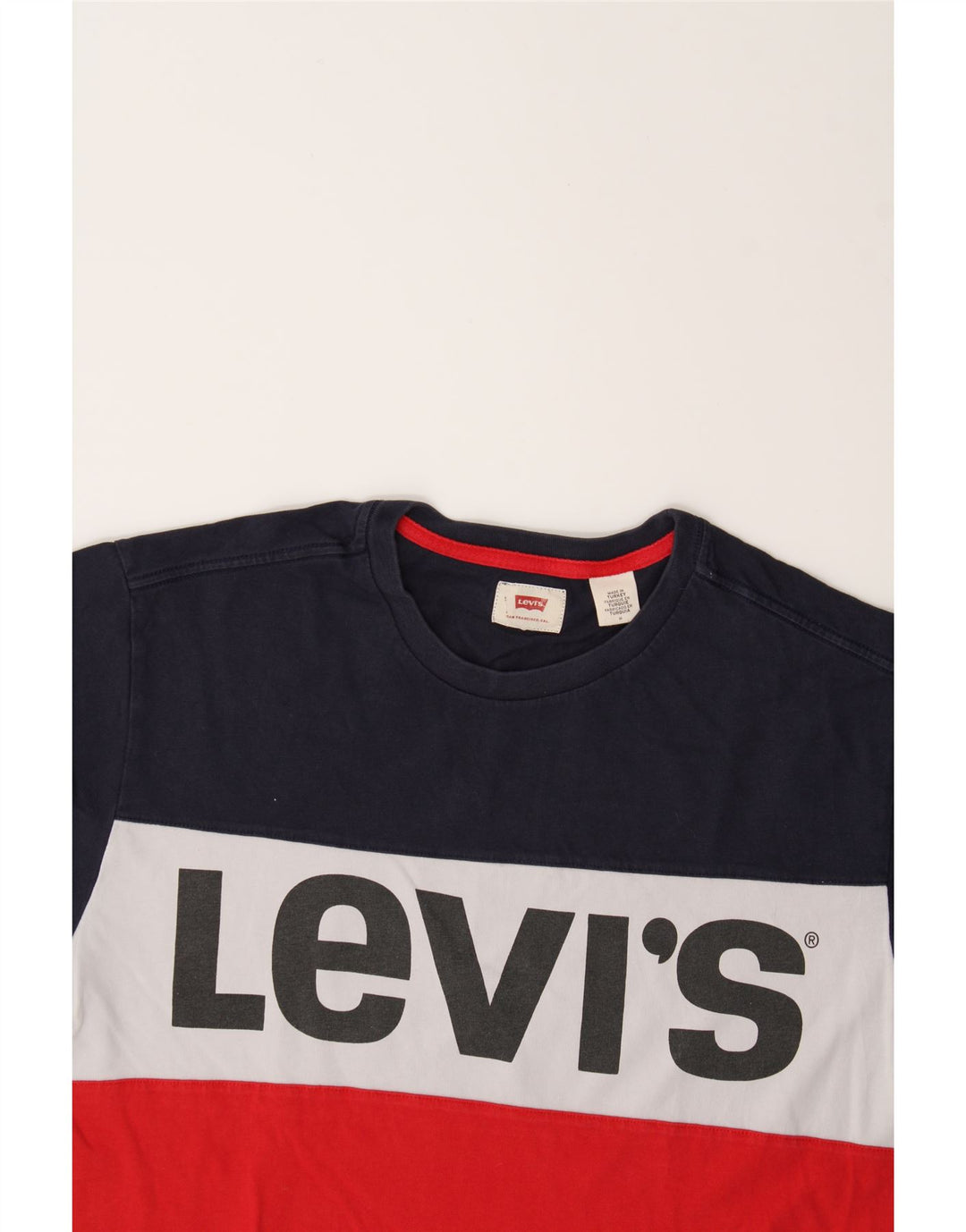 LEVI'S Mens Graphic T-Shirt Top Medium Multicoloured Colourblock Cotton Vintage Levi's and Second-Hand Levi's from Messina Hembry 
