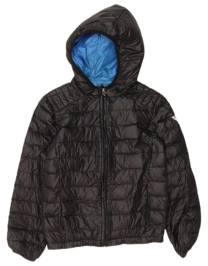 Guess Veste matelassée à capuche pour garçons 9-10 ans Noir Polyester
