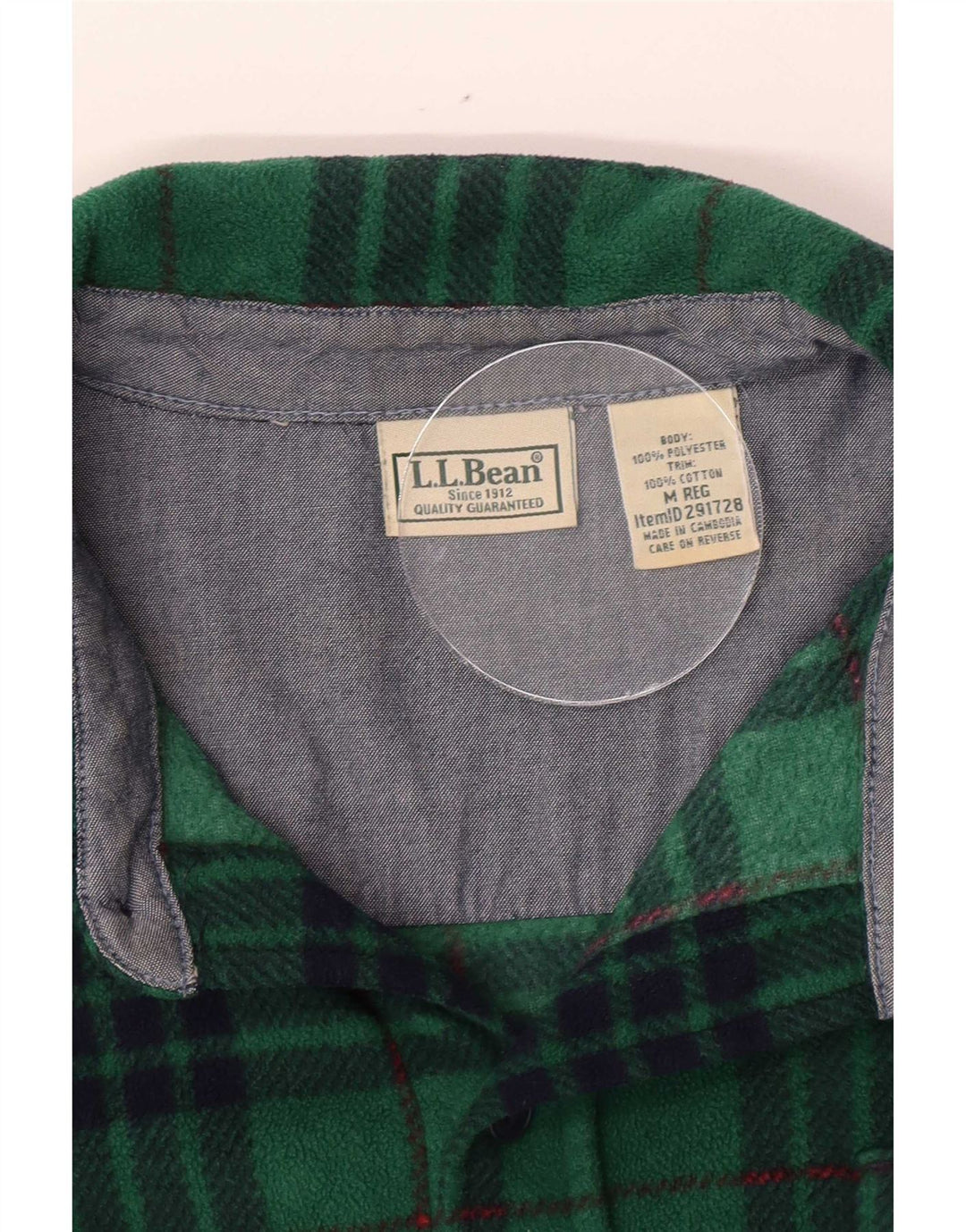 L.L.Bean Chemise Polaire Homme Vert Moyen à Carreaux Polyester