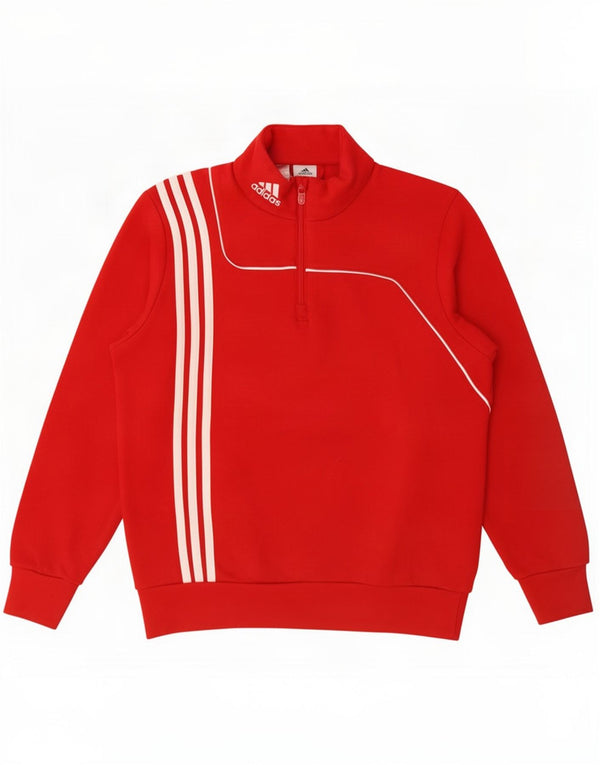 Adidas Sweat-shirt col zippé garçon 13-14 ans Rouge Coton