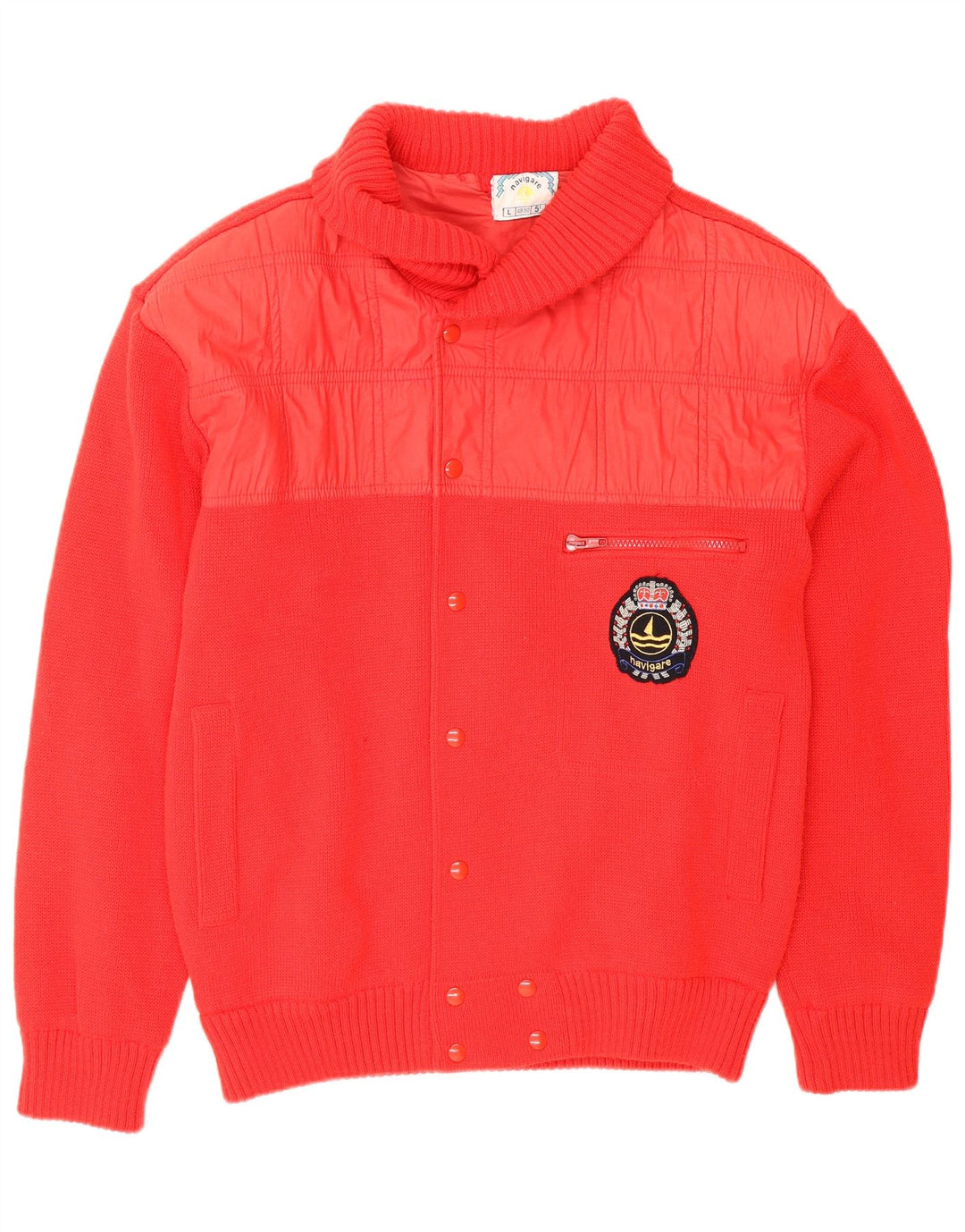 Navigare Pull Cardigan Homme IT 48/50 Laine Rouge Moyen