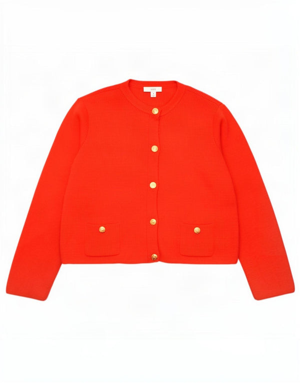 Marks & Spencer Pull cardigan coupe ample pour femme UK 14 Acrylique rouge moyen