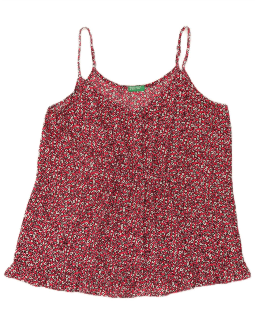 Benetton Femmes Cami Top UK 12 Moyen Rouge Floral