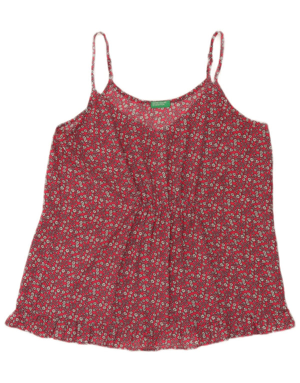 Benetton Femmes Cami Top UK 12 Moyen Rouge Floral