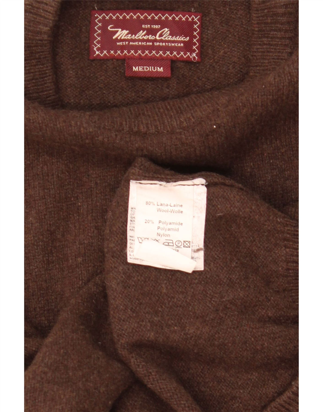 MARLBORO CLASSICS Pull col rond homme laine marron moyen