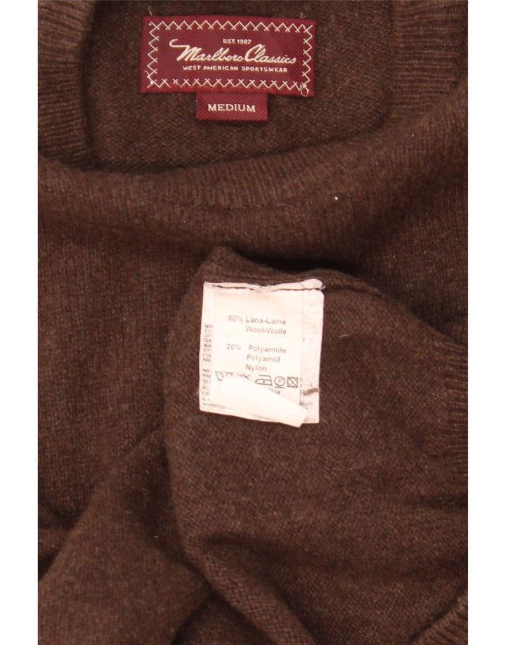 MARLBORO CLASSICS Pull col rond homme laine marron moyen