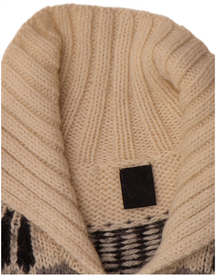 vintage Femmes Cardigan surdimensionné Pull UK 18 XL Black Fair Isle