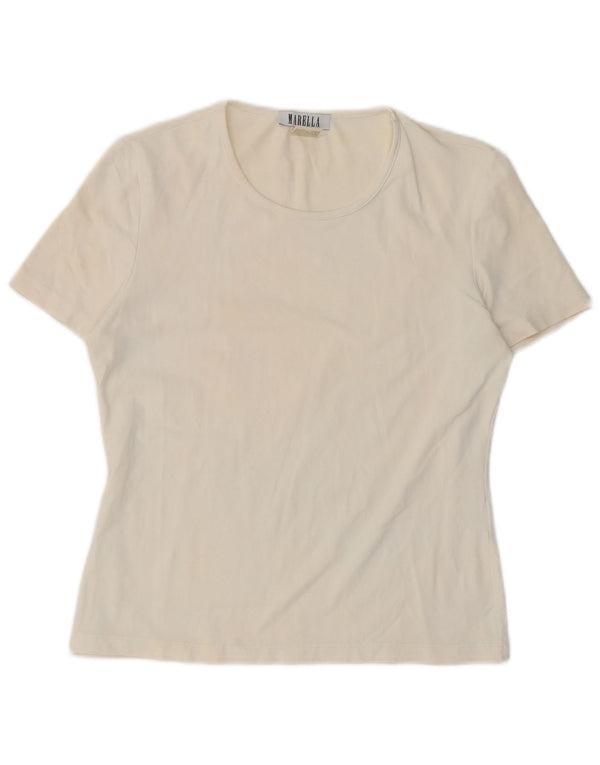 Marella T-Shirt Femme Top UK 14 Large Blanc Polyamide