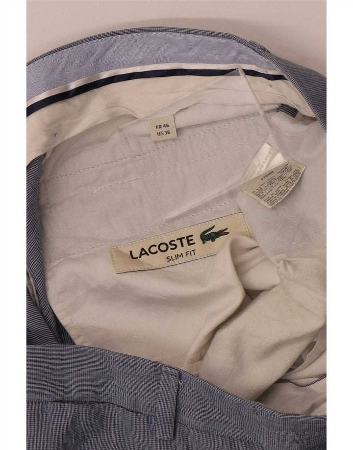 Lacoste Pantalon de costume slim homme W36 L28 Bleu Coton