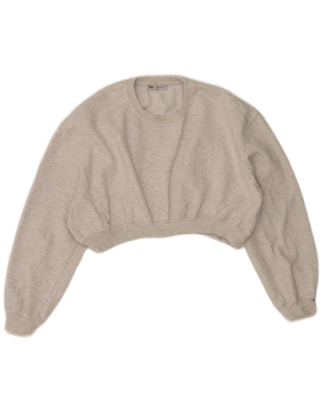 Zara Femme Sweat-shirt court surdimensionné UK 10 Petit Gris Moucheté