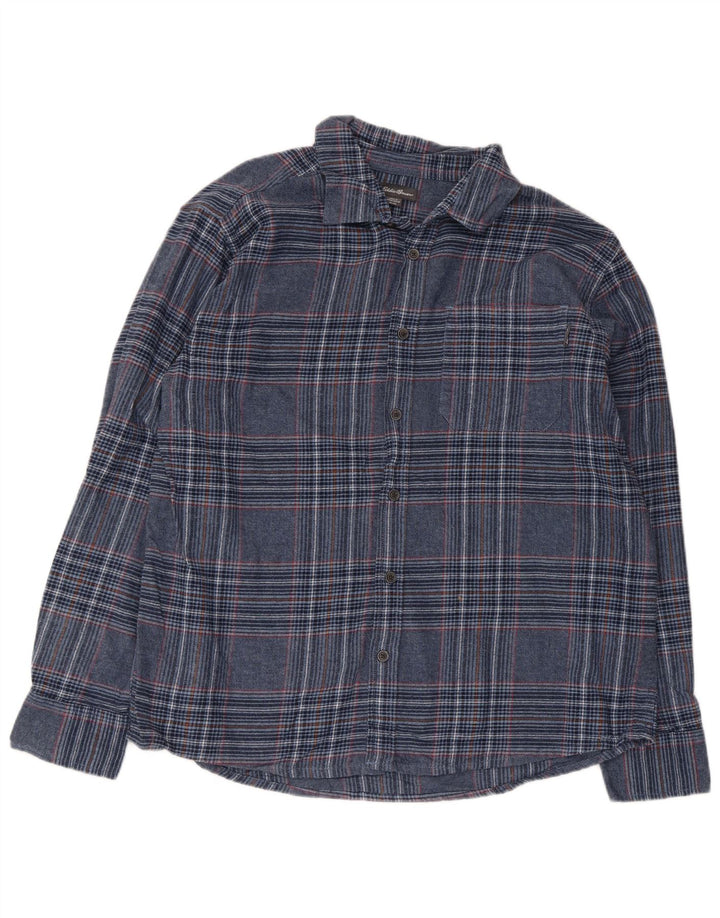 Eddie Bauer Chemise en flanelle pour homme XL en coton à carreaux bleus