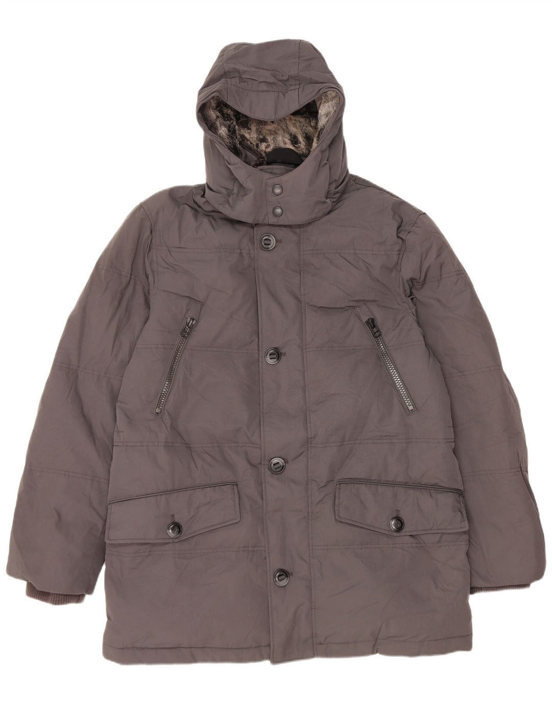 Marks & Spencer Veste matelassée à capuche pour homme UK 40 Large Gris Polyester