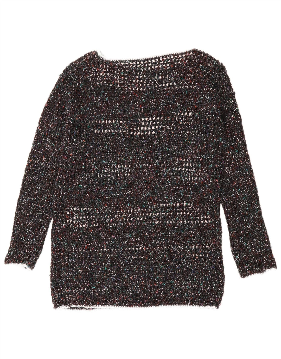 VINTAGE Femme Col Bateau Pull Pull UK 12 Moyen Multicolore Moucheté