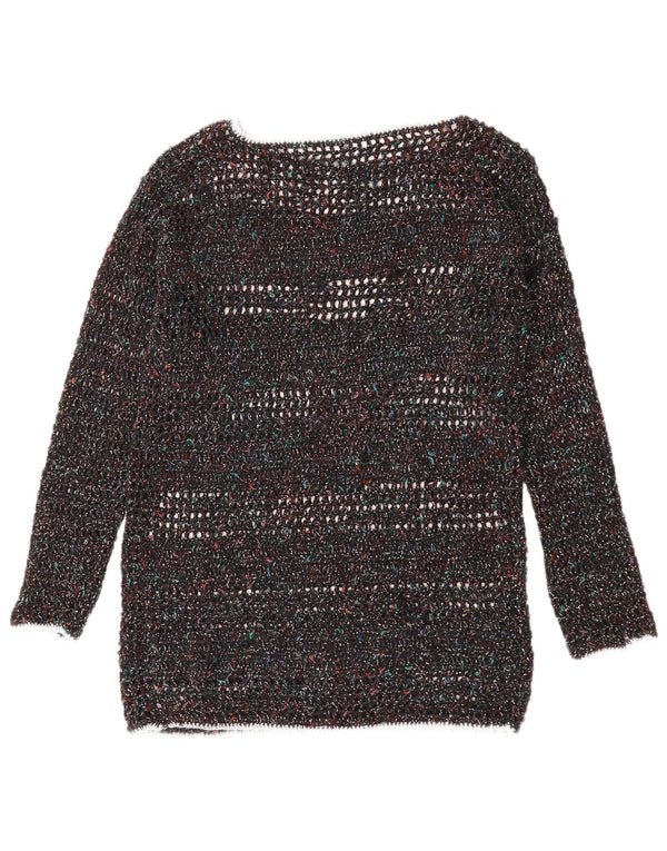 VINTAGE Femme Col Bateau Pull Pull UK 12 Moyen Multicolore Moucheté