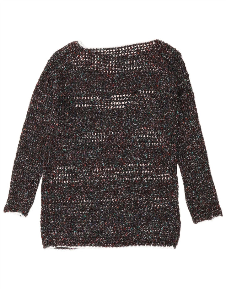 VINTAGE Femme Col Bateau Pull Pull UK 12 Moyen Multicolore Moucheté