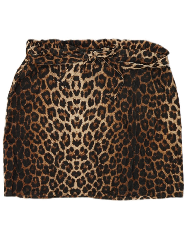 Lipsy Mini-jupe femme UK 16 Large W32 Marron Imprimé Animal Polyester