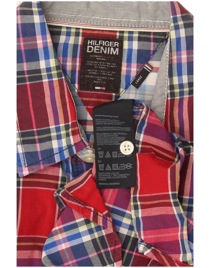 Tommy Hilfiger Chemise Homme Grand Carreau Rouge Coton