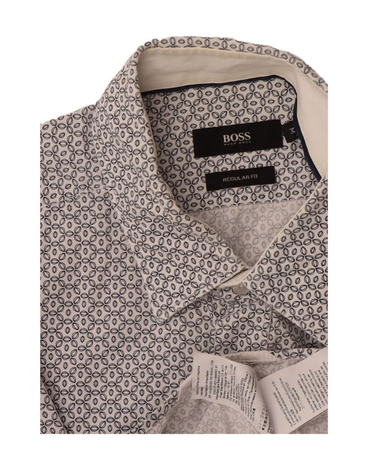 HUGO BOSS Mens Abstract Pattern Regular Fit Shirt Medium White Cotton Vintage Hugo Boss and Second-Hand Hugo Boss from Messina Hembry 