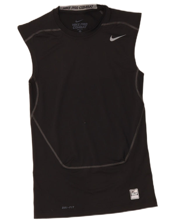 NIKE Womens Dri Fit Vest Top UK 12 Medium Black Polyester