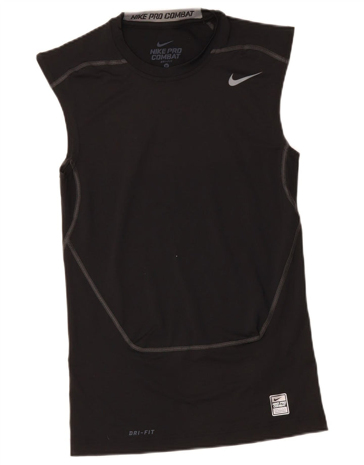 NIKE Womens Dri Fit Vest Top UK 12 Medium Black Polyester