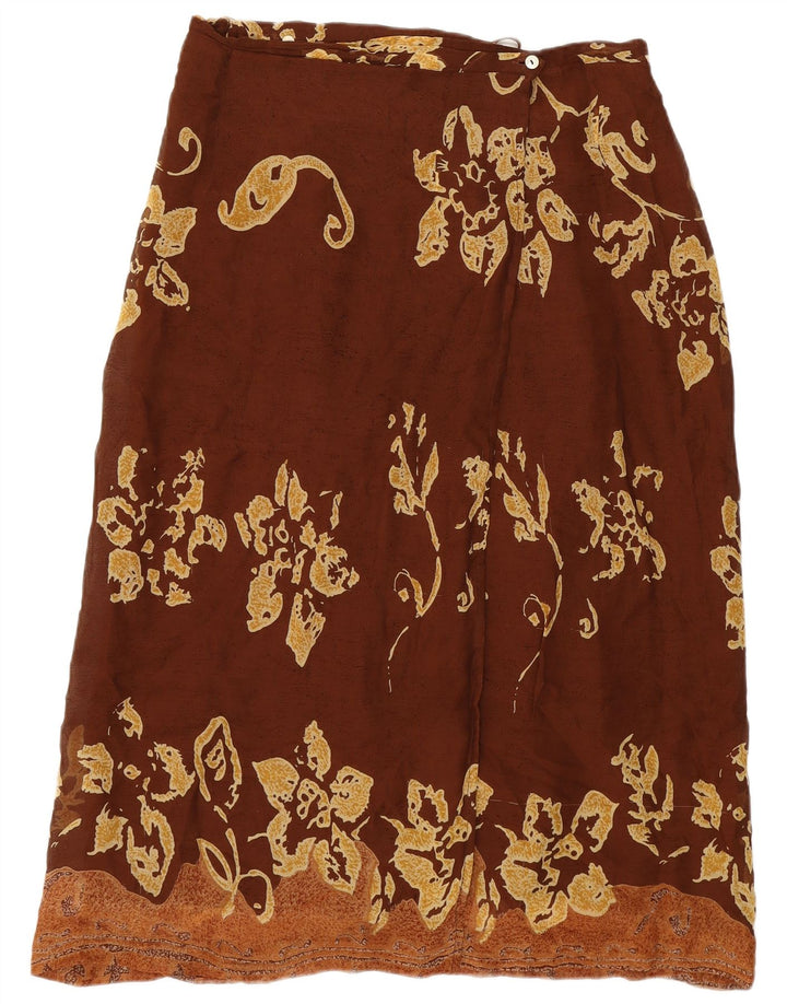 Pheder Jupe portefeuille pour femme Large W34 Marron Floral