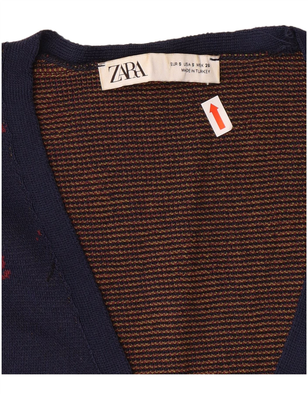 ZARA Womens Crop Cardigan Sweater UK 10 Petit Bleu Marine Floral Polyamide