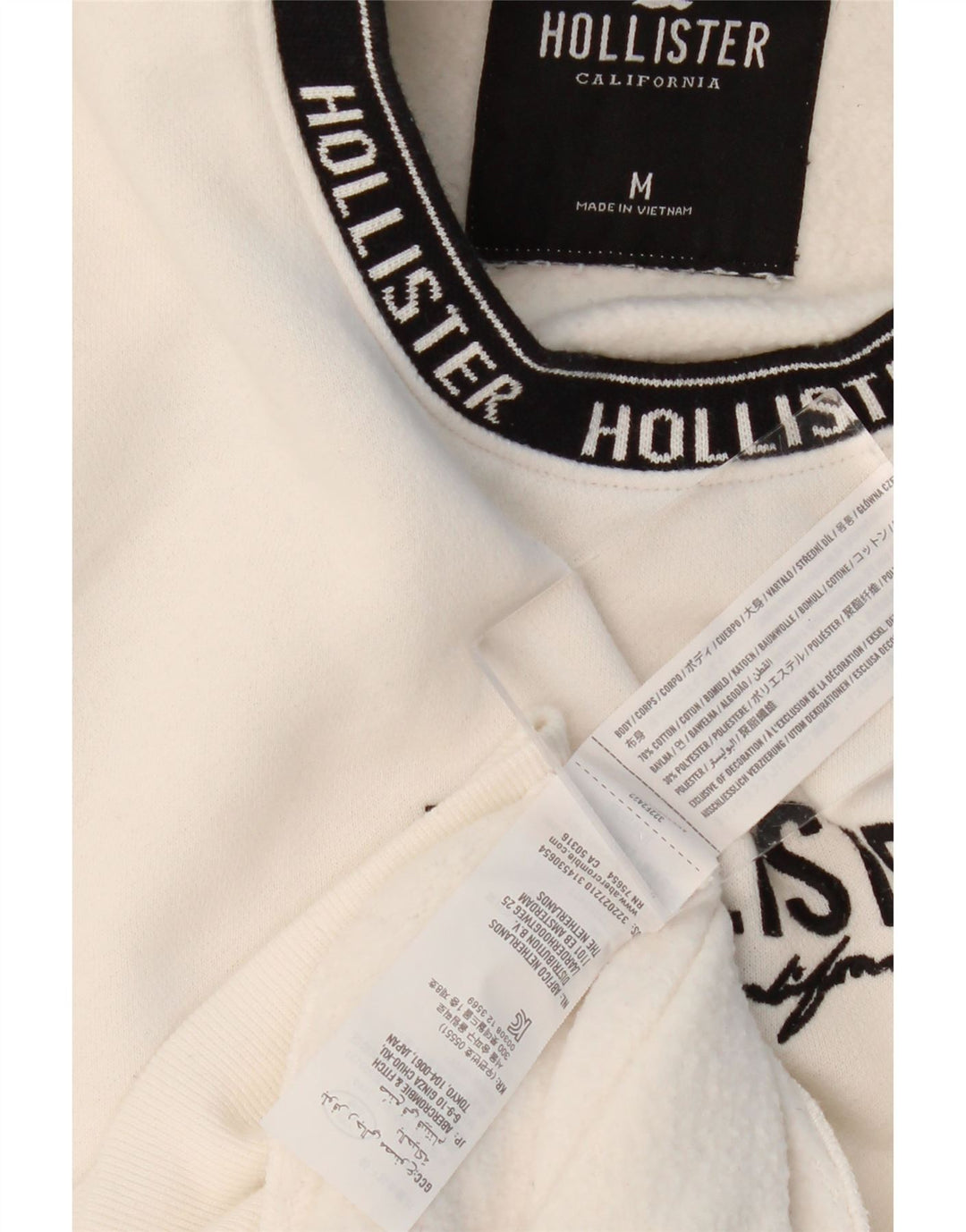 HOLLISTER Sweat-Shirt Graphique Homme Blanc Moyen Coton