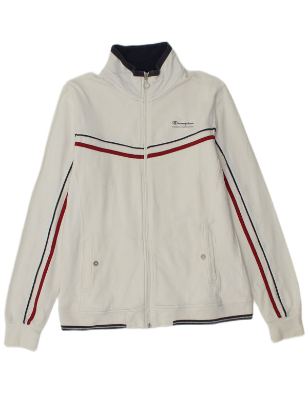 CHAMPION Veste de survêtement pour femme UK 14 Coton rayé blanc moyen