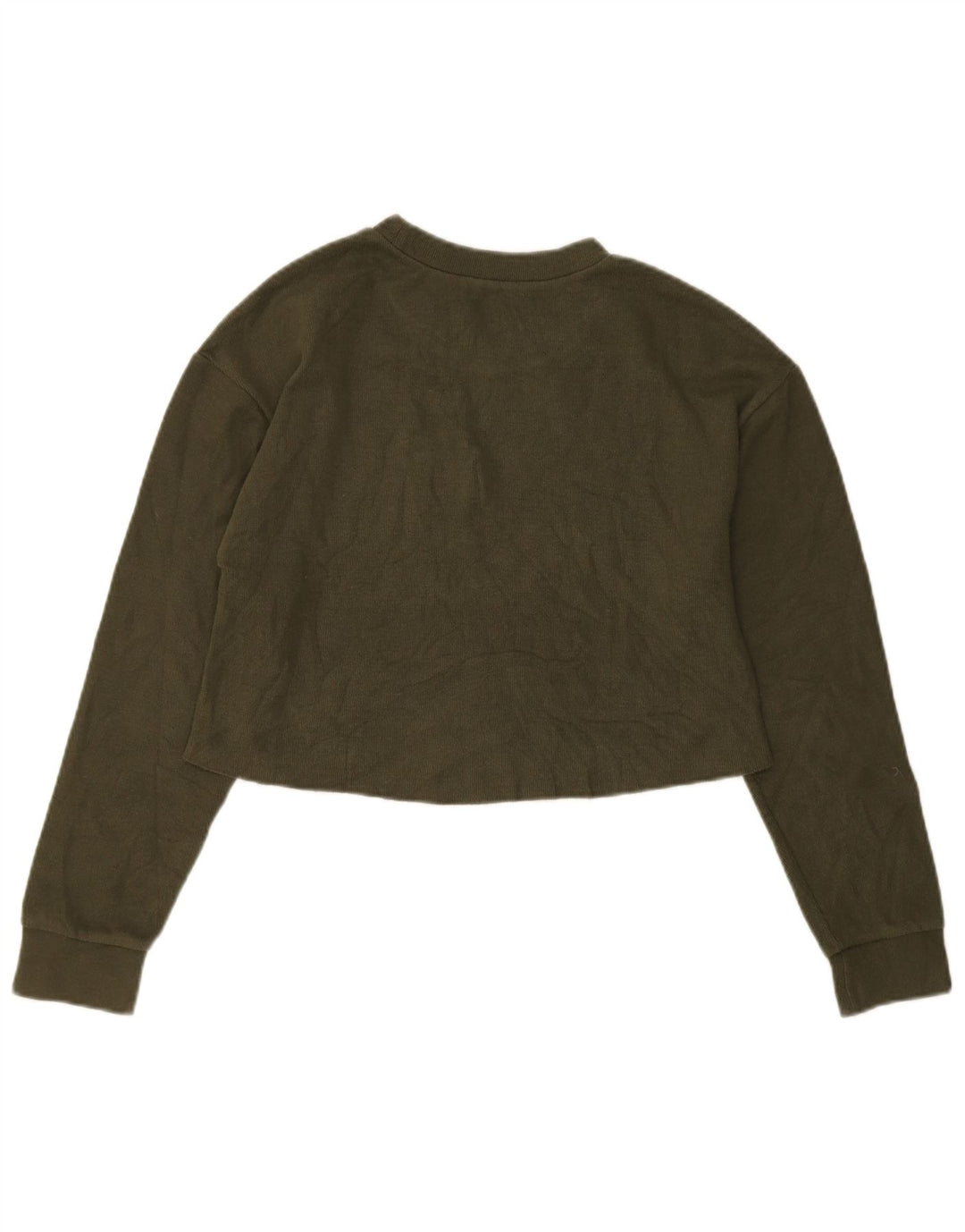 Zara Womens Crop Top Manches Longues UK 10 Petit Vert