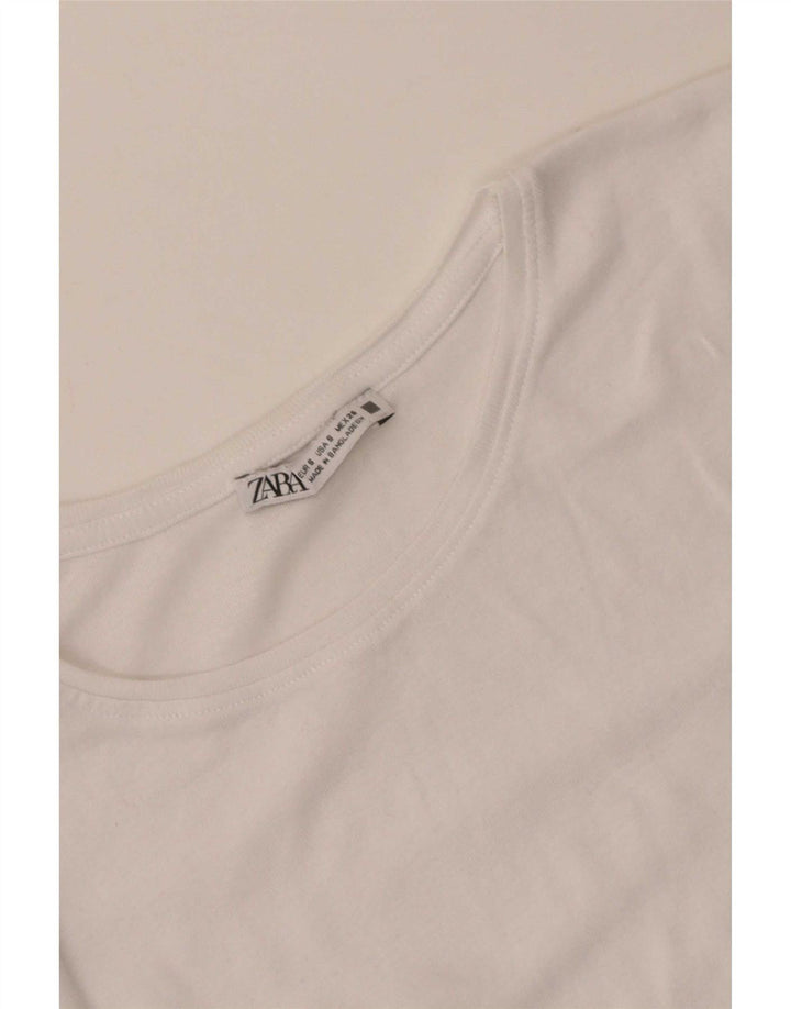 Zara T-Shirt Femme Top UK 8 Petit Blanc