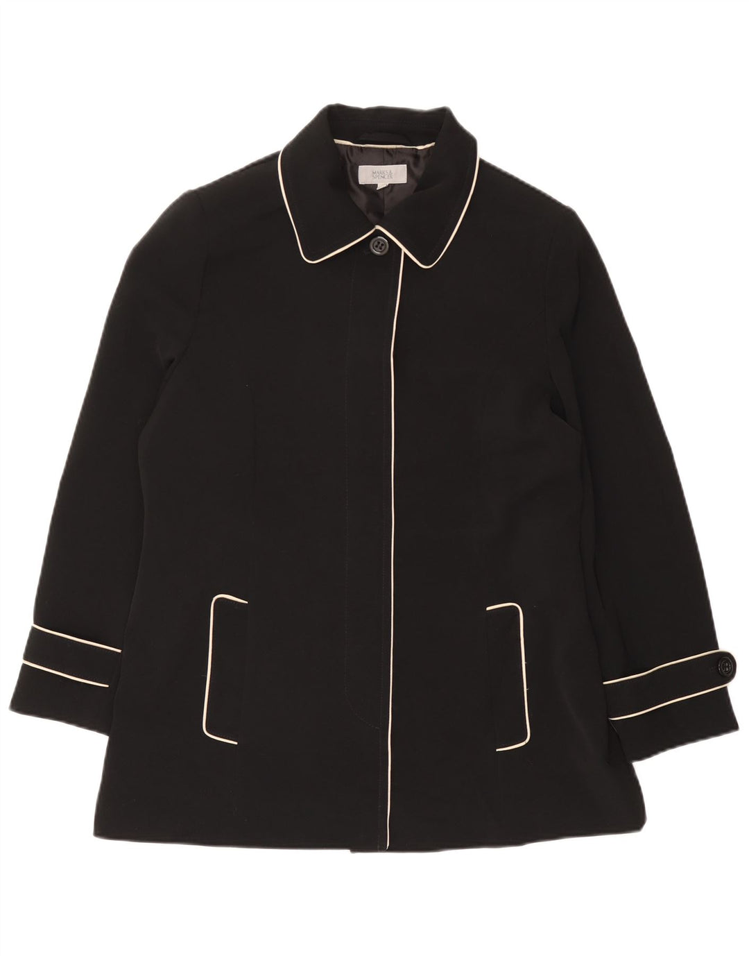 Marks & Spencer Trench court pour femme UK 16 Large Noir Polyester