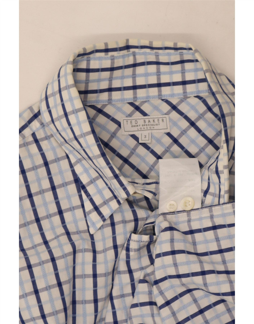 Ted Baker Chemise Homme Taille 3 Bleu Moyen Carreaux Coton