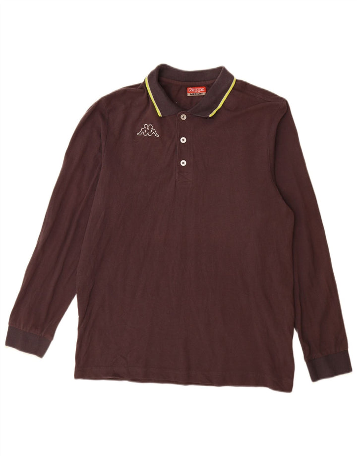 Kappa Polo à Manches Longues Homme Marron Moyen Coton