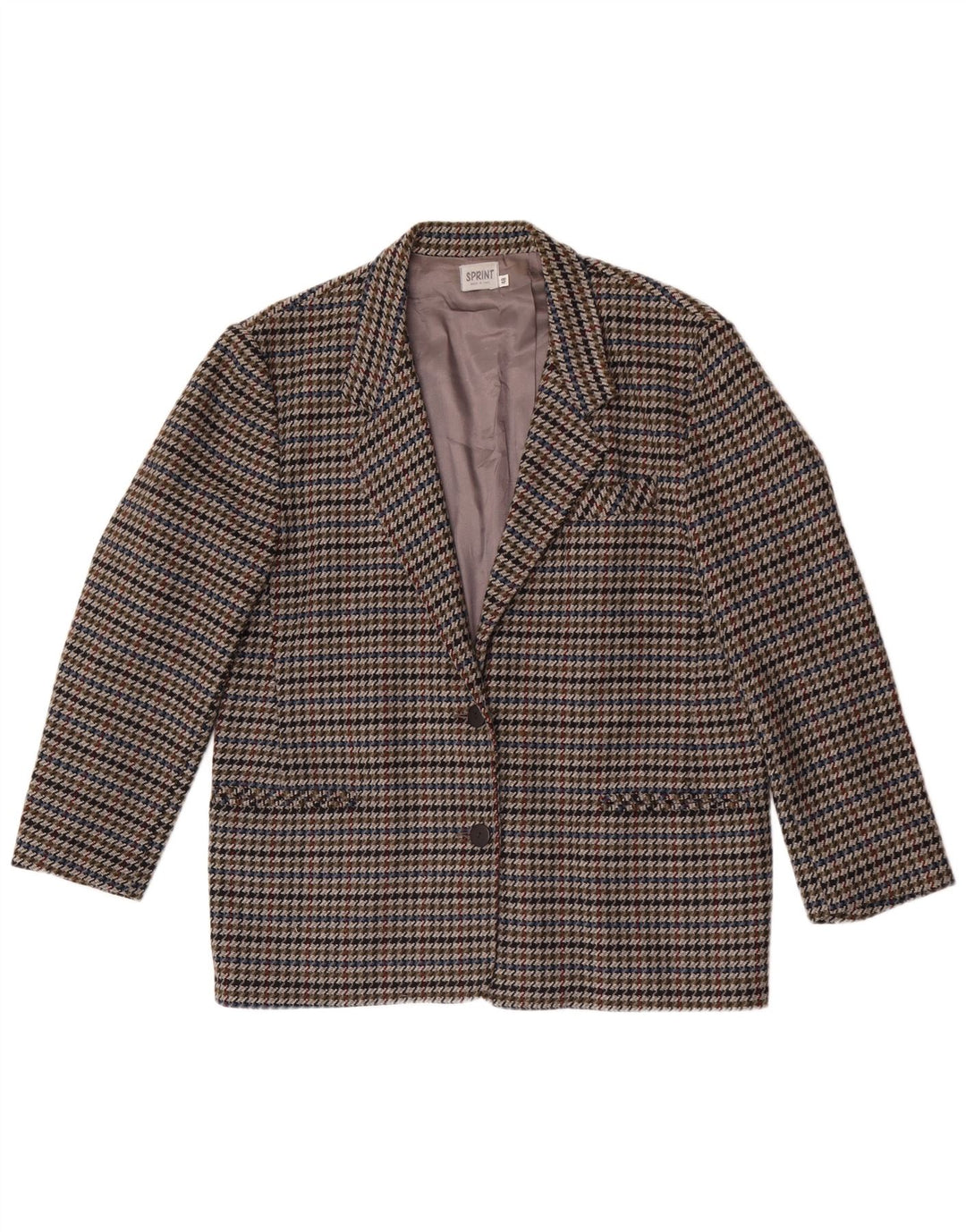 vintage Femme 2 Bouton Blazer Veste IT 48 XL Pied-de-poule multicolore
