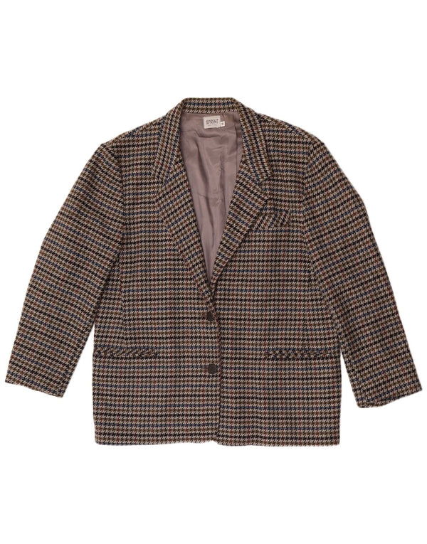 vintage Femme 2 Bouton Blazer Veste IT 48 XL Pied-de-poule multicolore