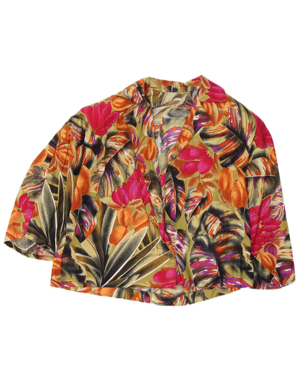 vintage Femmes 1 Bouton Blazer Veste UK 14 Moyen Multicolore Floral