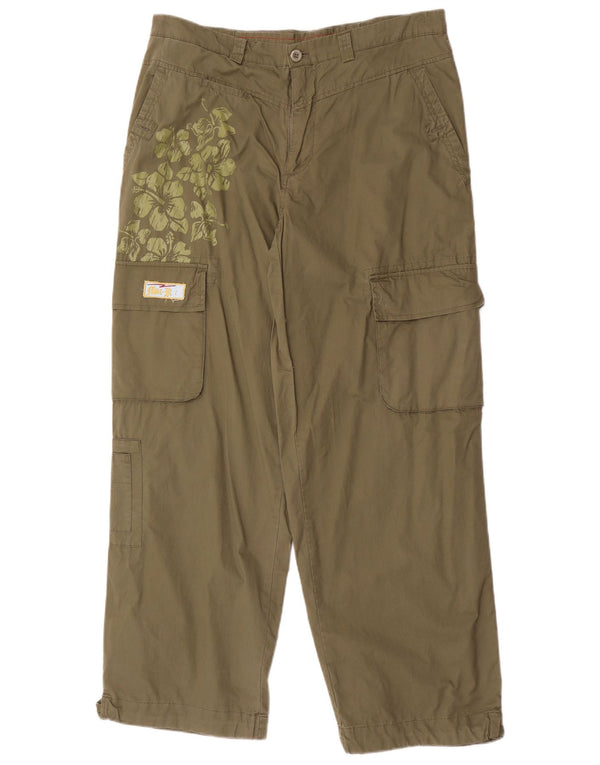 vintage Mens Straight Cargo Pantalon Grand W36 L32 Kaki Floral Coton