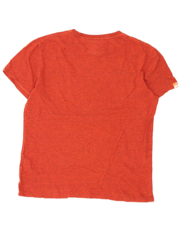 Superdry Homme T-Shirt Top Large Bordeaux Flecked Cotton