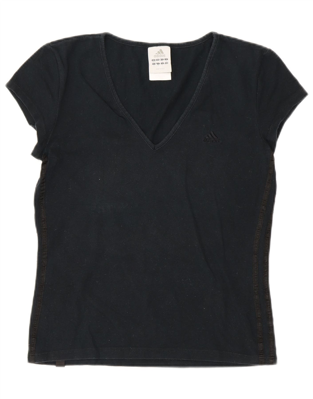 ADIDAS T-Shirt Femme Top UK 10 Petit Noir Coton