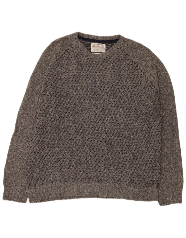 White Stuff Pull Col Ras du Cou XL Homme Gris Laine d'Agneau Pois