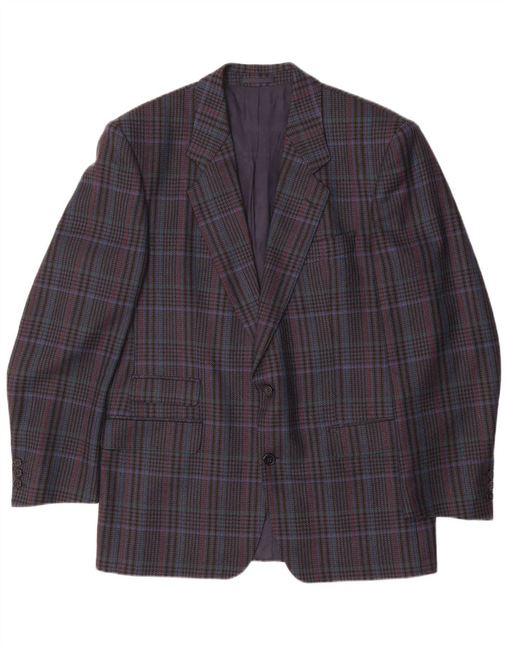 HUGO BOSS Veste Blazer 2 Boutons Homme EU 50 Large Bleu Marine Pied-de-Poule