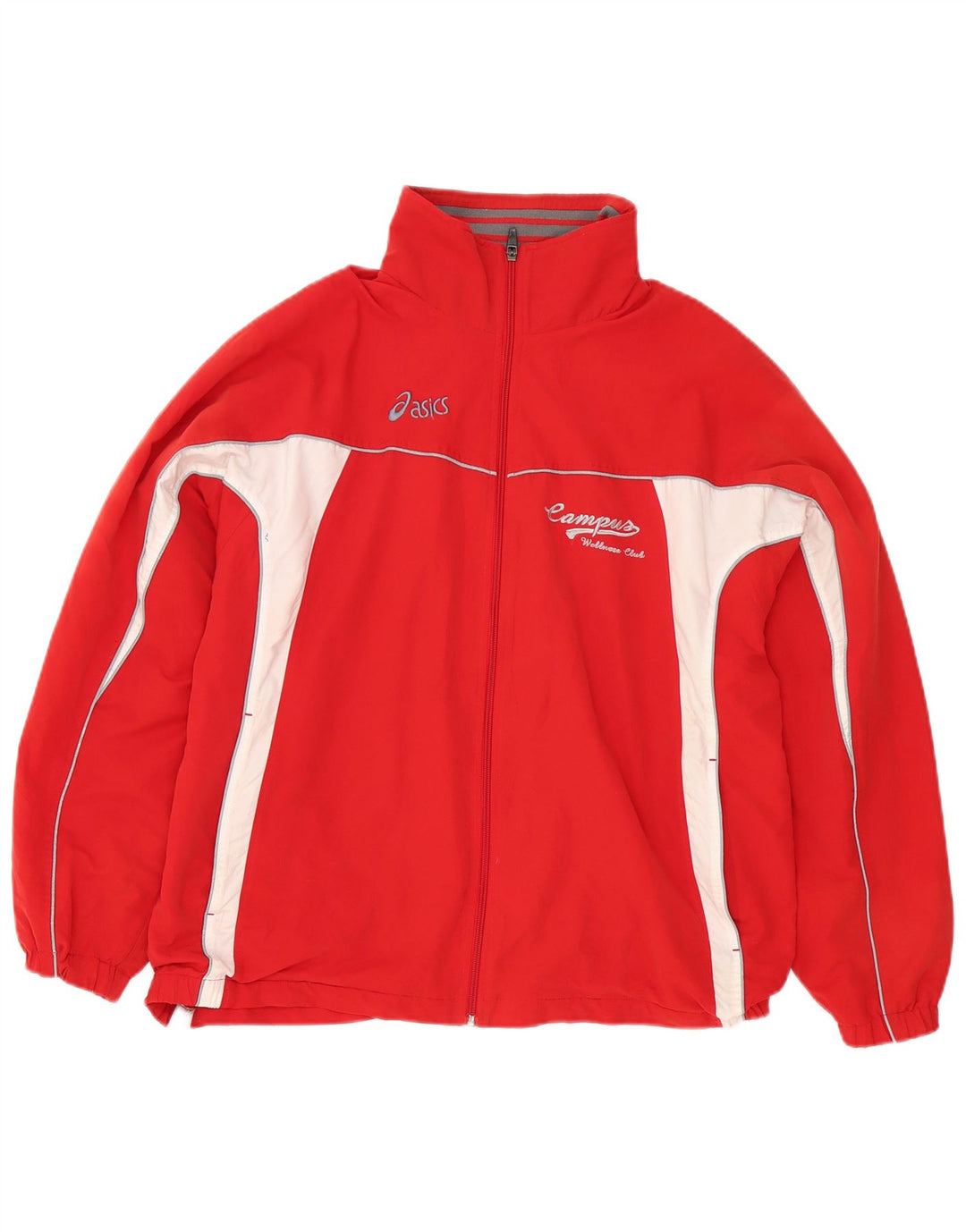 Asics Veste de survêtement pour homme Large Rouge Colorblock Polyester