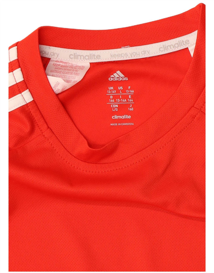 ADIDAS Garçon Climalite T-Shirt Top 13-14 ans Orange Colourblock