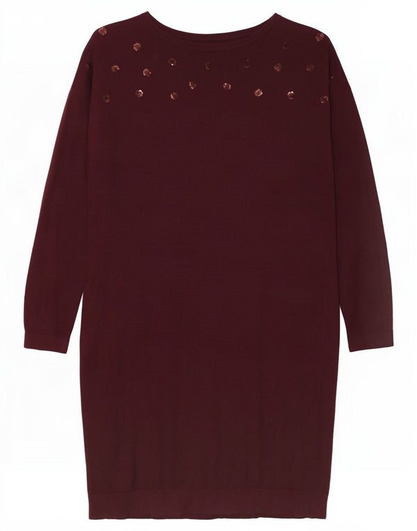 Crew Clothing Robe pull à manches longues pour femme UK 44 Large en coton bordeaux