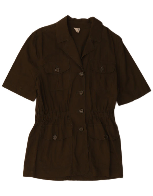 BENETTON Veste Blazer à Manches Courtes à 4 Boutons pour Femme IT 42 Kaki Moyen