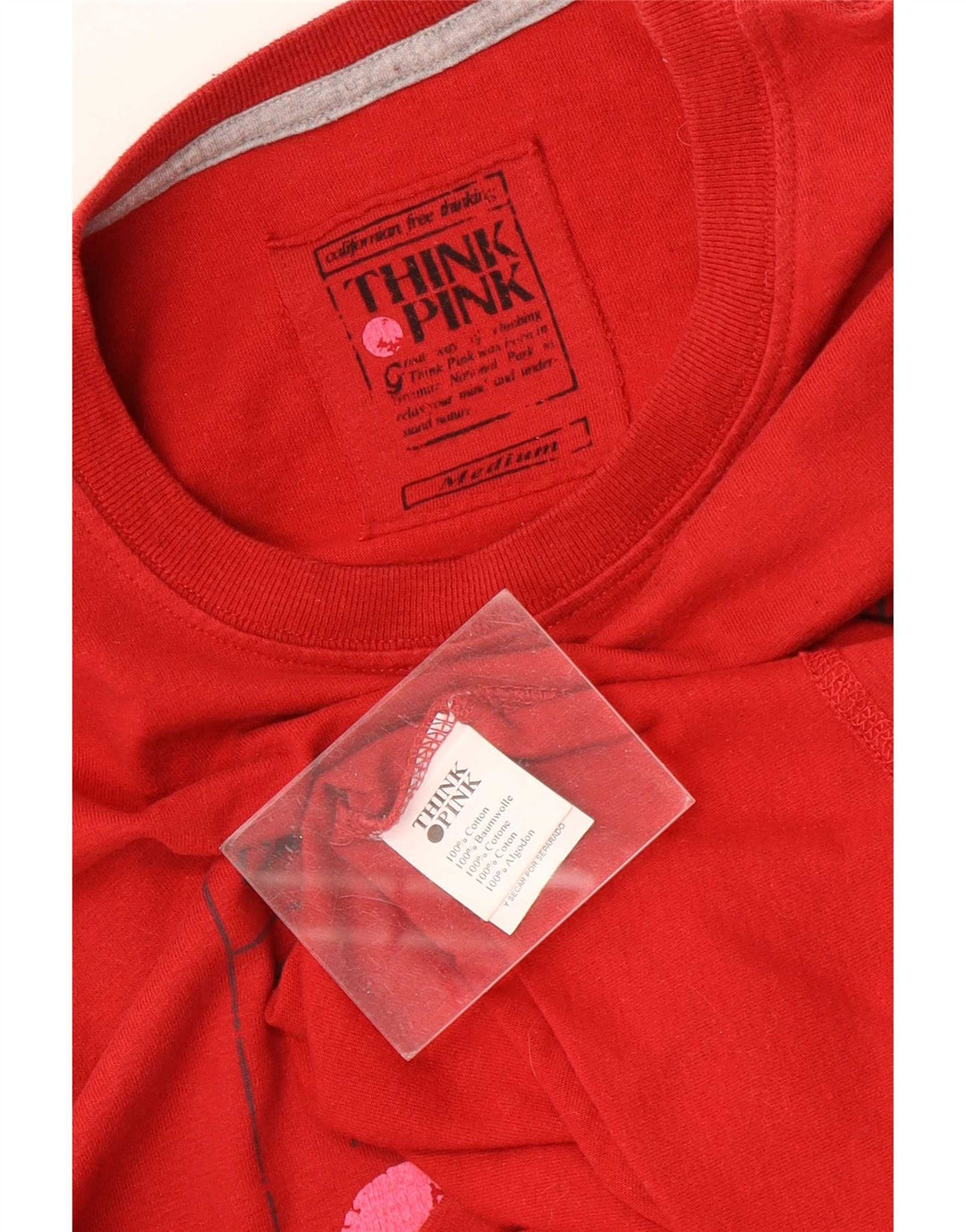 Think Pink Haut graphique à manches longues pour homme en coton rouge moyen