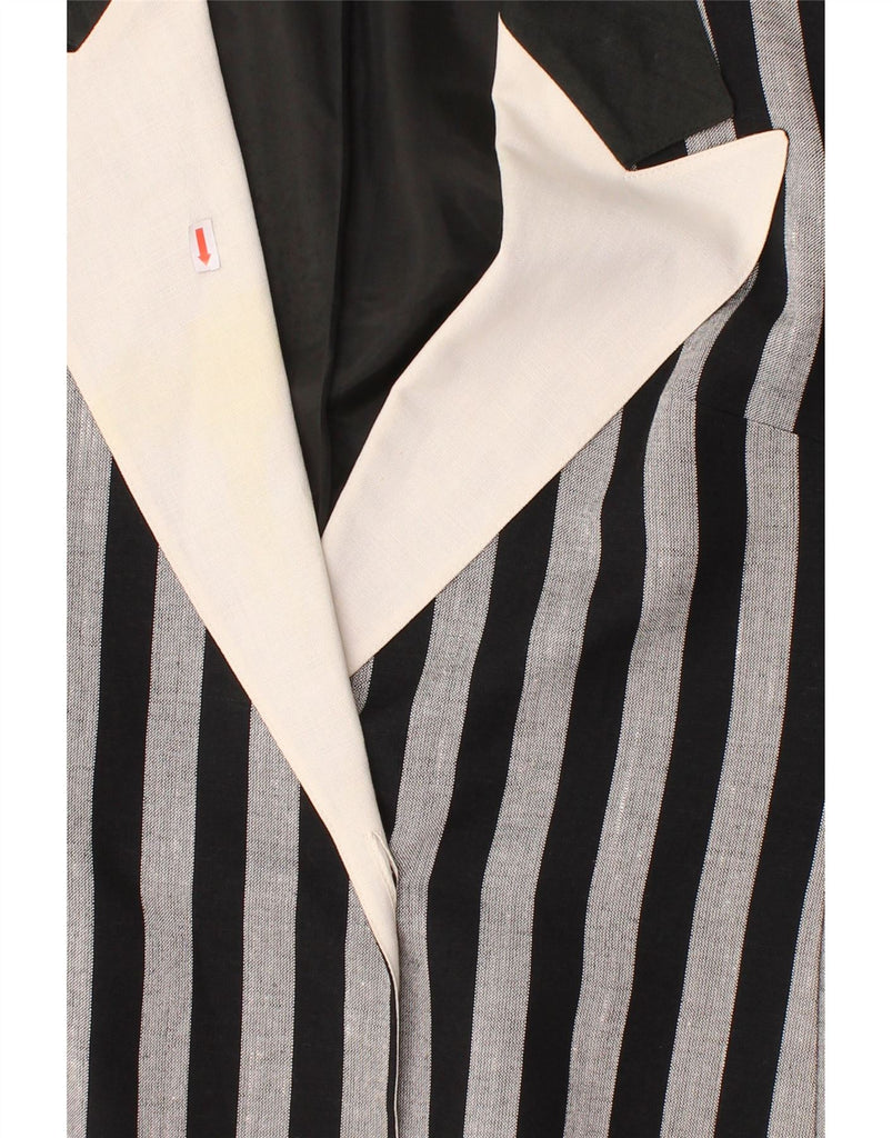BASLER Womens 1 Button Blazer Jacket UK 14 Large Black Striped Viscose Vintage Basler and Second-Hand Basler from Messina Hembry 