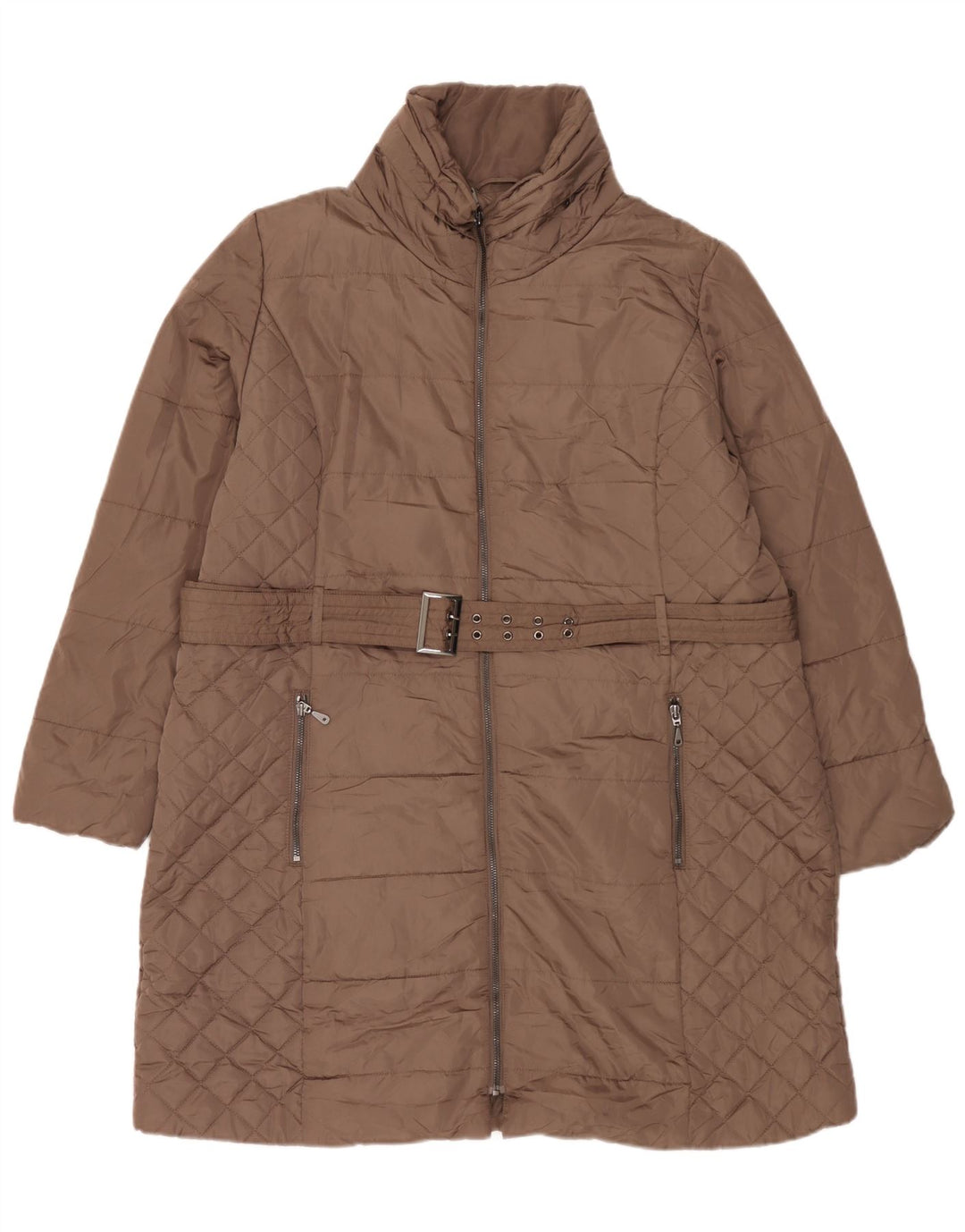 Marks & Spencer Manteau matelassé à capuche pour femme UK 18 XL Marron Polyester