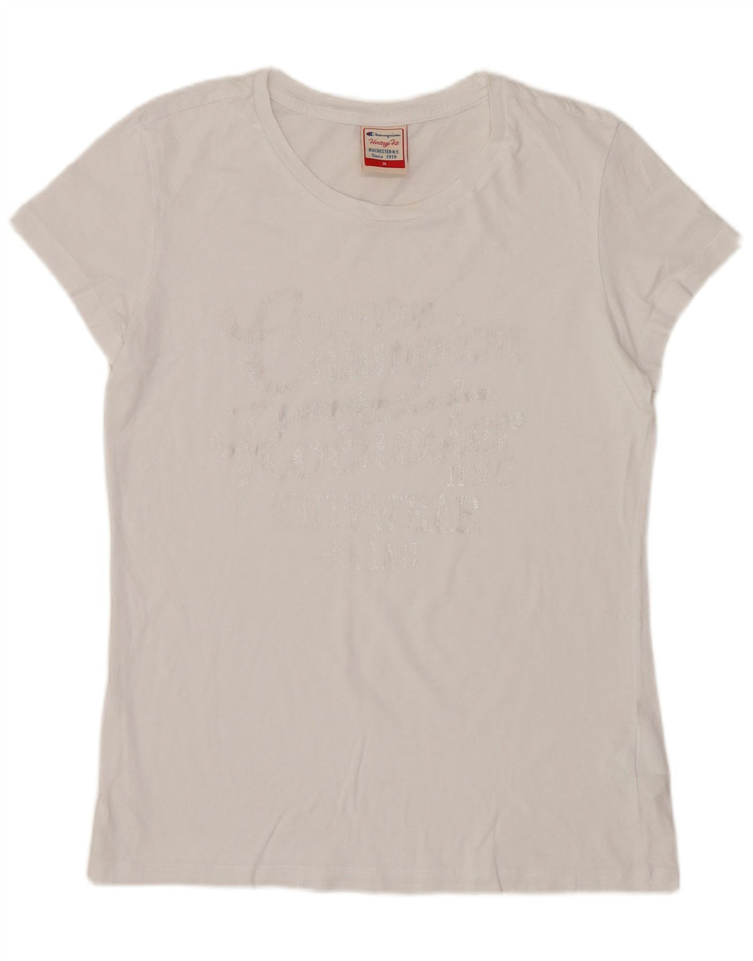 Champion T-shirt graphique Herritage Fit pour femme UK 12 en coton blanc moyen